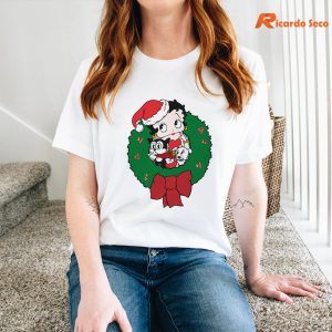 Betty Boop Christmas Characters Wreath T-shirt Mockup