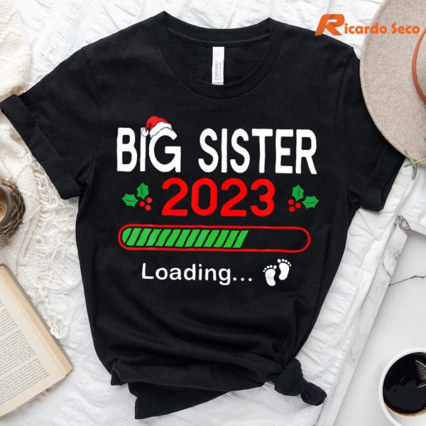 Big Sister 2023 Christmas Pregnancy Announcement Xmas Pj T-shirt