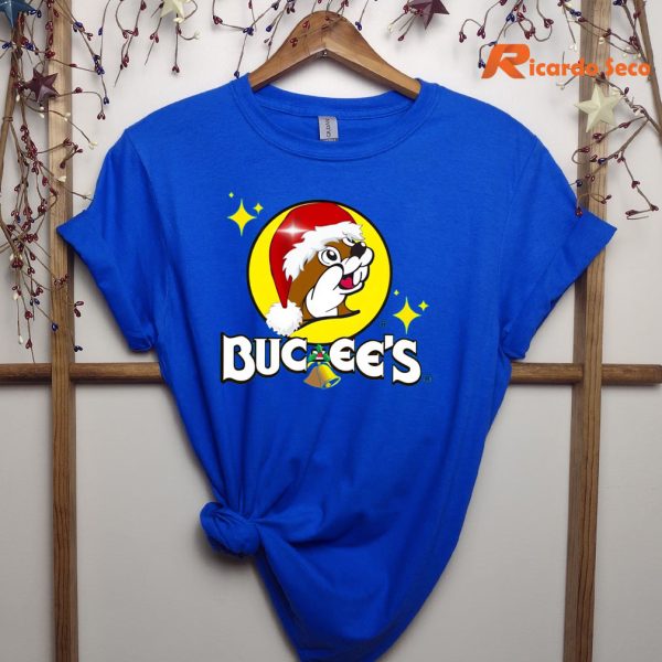 Bucee's Christmas Day T-shirt hanging on the hanger