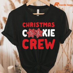 Christmas Cookie Crew T-shirt hanging on the hanger