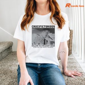 Crucifictorious Dillon T-shirt is being worn