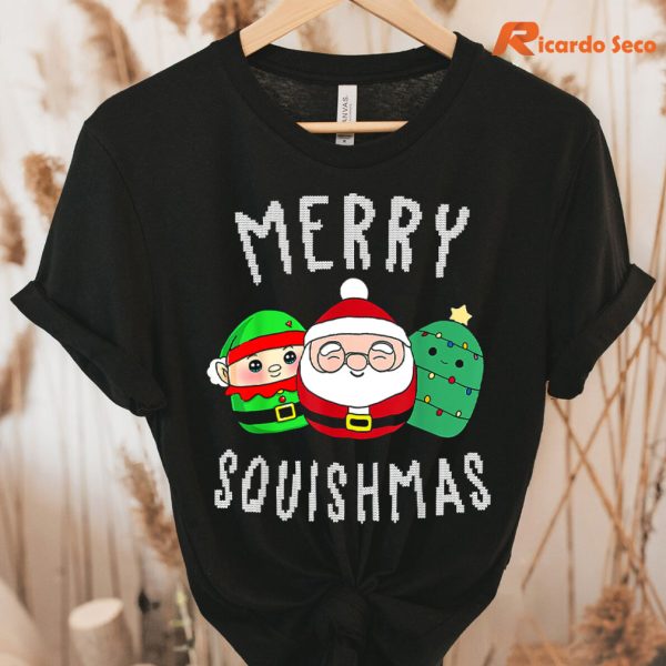Cute Squishmallow Merry Squishmas Ugly Sweater Family Pjs T-shirt hanging on a hanger