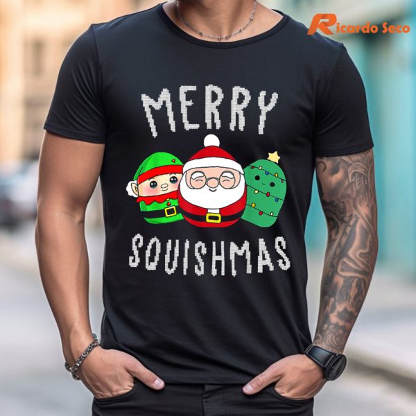 Cute Squishmallow Merry Squishmas Ugly Sweater Family Pjs T-shirt is being worn on the body