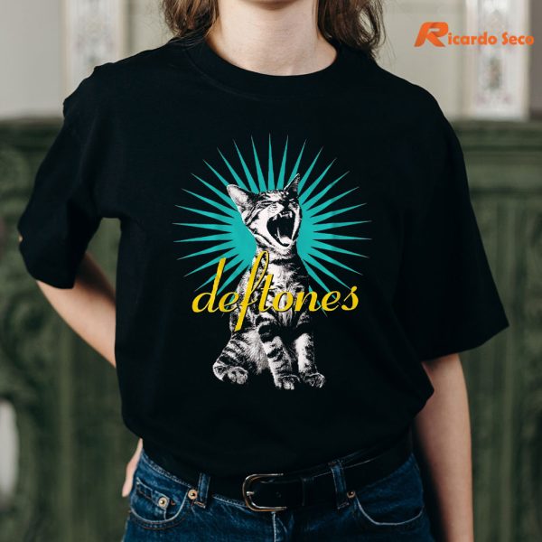 Deftones Cat T-shirt is being worn
