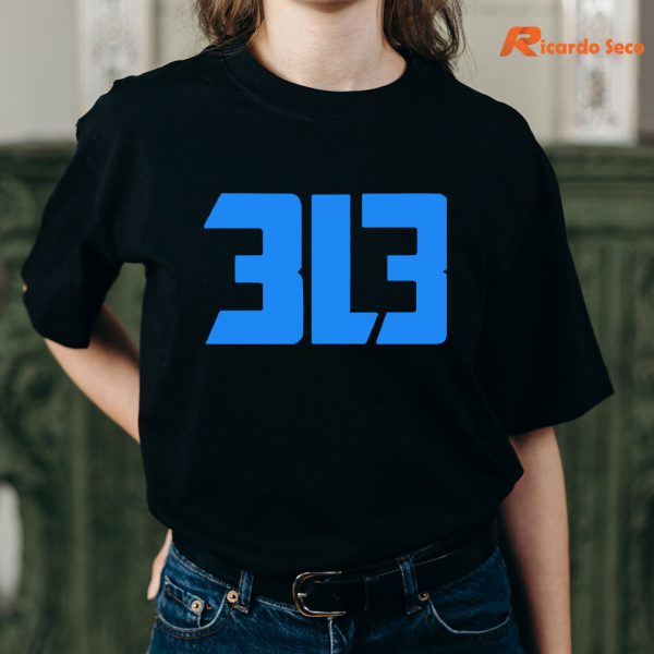 Detroit Lions 313 T-shirt is being worn
