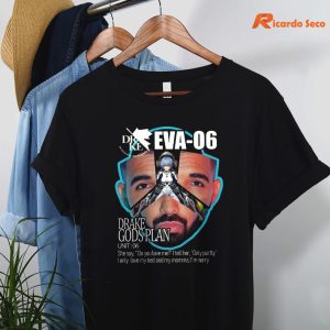 Drake Evangelion Shirt Drake Eva 06 Drake Gods Plan T-shirt hung on a hanger
