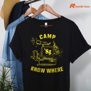 Dustin Camp Know Where T-shirts are hanging on hangers