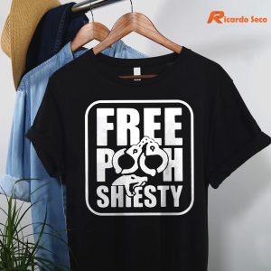 Free Pooh Shiesty T-shirt hanging on the hanger