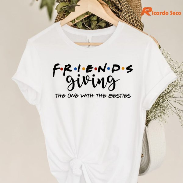 Friendsgiving T-shirt hanging on a hanger