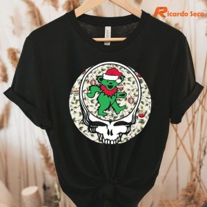 Grateful Dead Christmas T-shirt hung on a hanger