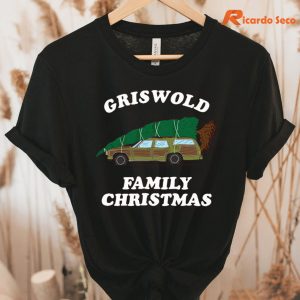 Griswold Family Christmas T-Shirt hung on a hanger
