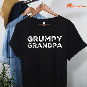Grumpy Grandpa Papa Gramps Grouchy Grandfather T-shirt hanging on a hanger