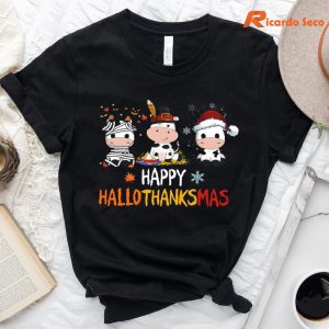 Happy Hallothanksmas Cow Christmas T-shirt