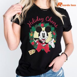 Holiday Cheers Mickey & Friends Disney Christmas T-shirt is worn on the body