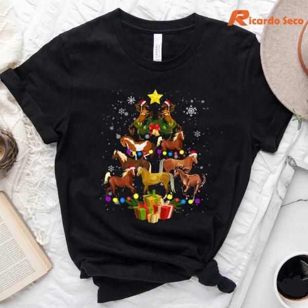 Horses Christmas Tree T-Shirt