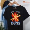 Hot Cross Buns T-shirt hanging on the hanger