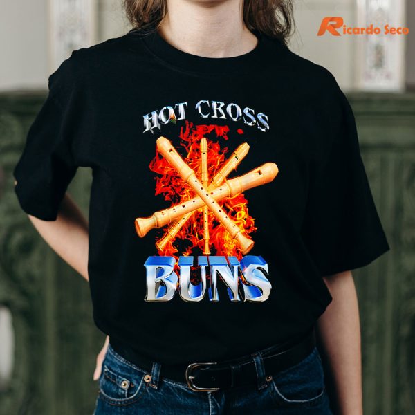 Hot Cross Buns T-shirt is being worn on the body