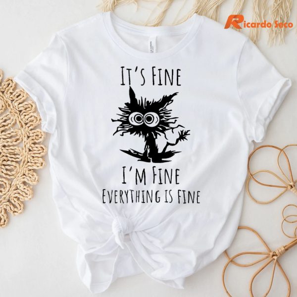 Its Fine I'm Fine Everything is Fine Christmas Cat T-shirt
