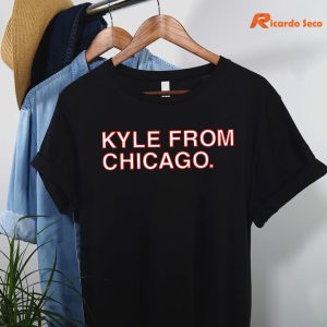 Kyle From Chicago T-shirt hanging on a hanger