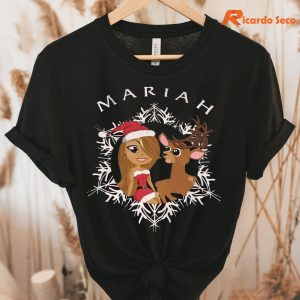 MARIAH CAREY Christmas Is Coming T-Shirt hung on a hanger