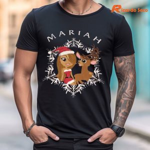MARIAH CAREY Christmas Is Coming T-Shirt is worn on the body