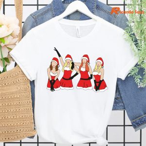 Mean Girls Christmas T-shirt hanging on a hanger