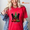 Meowy Christmas Cat T-shirt is worn on the body