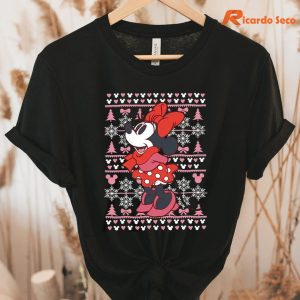 Minnie Mouse Christmas T-shirt hung on a hanger