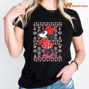 Minnie Mouse Christmas T-shirt is worn on the body