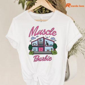 Muscle Barbie T-shirt hanging on the hanger