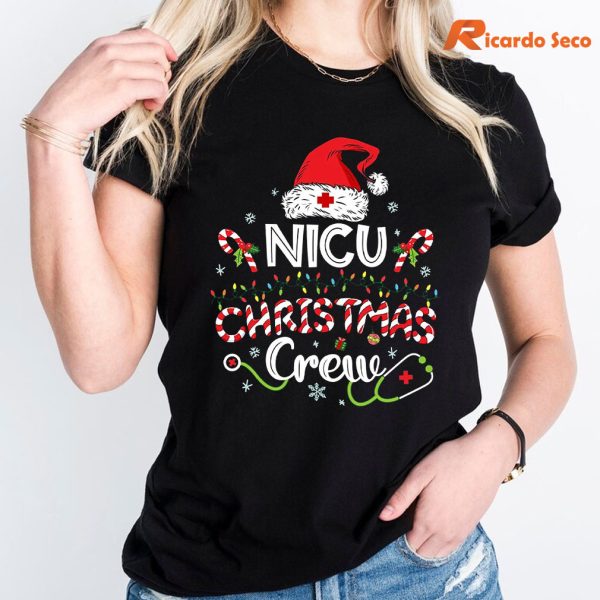 NICU Christmas Crew T-Shirt is worn on the body