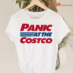 Panic At The Costco T-shirt hanging on the hanger