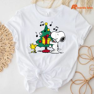 Peanust Snoopy and Woodstock Holiday Christmas Tree T-Shirt