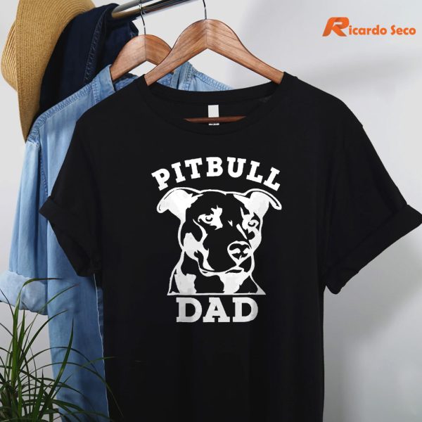 Pit Bull Dad T-shirt hanging on the hanger