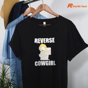 Reverse Cowgirl Butters Stotch T-shirt hanging on the hanger
