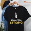 Sag Aftra Strong Logo T-shirt hanging on the hanger