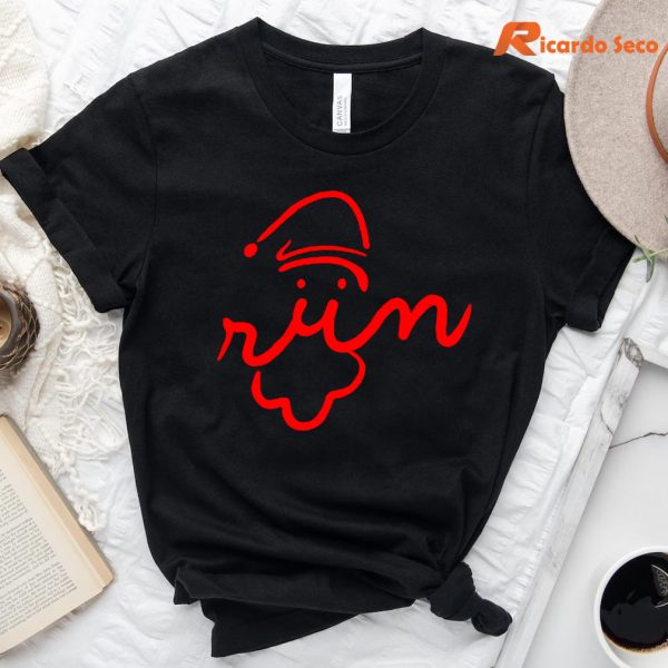 Santa Run Face Running Christmas T-shirt