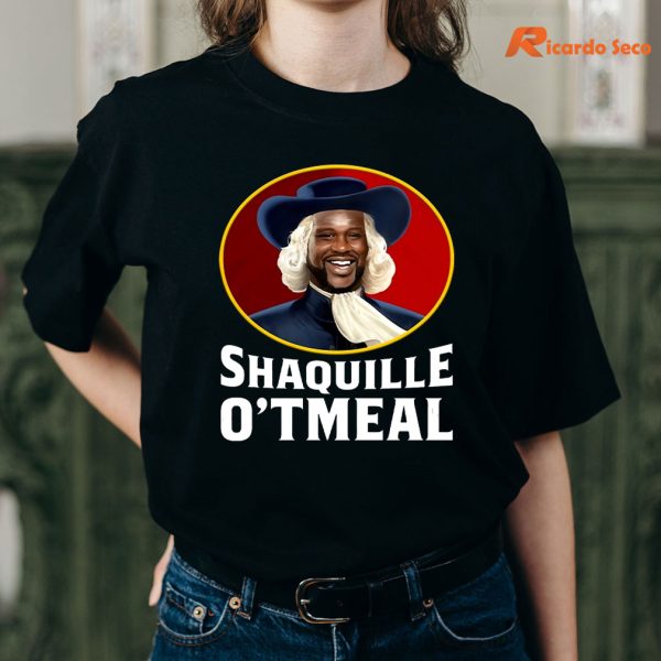 Shaquille O’Tmeal T-shirt is being worn on the body