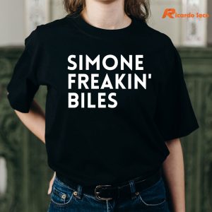 Simone Biles T-shirt is being worn on the body