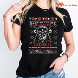 Star Wars Ugly Christmas Sith Lord T-Shirt is worn on the body