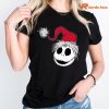 The Nightmare Before Christmas Jack Santa Hat T-shirt is worn on the body