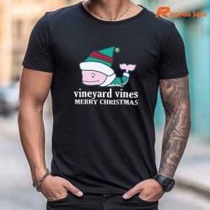 Vineyard Vines Christmas T-shirt is worn on the body