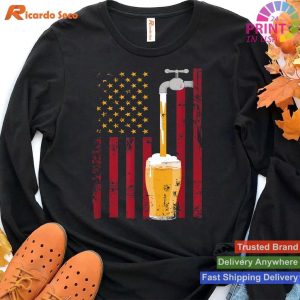 4th Of July American Flag Beer Brewing T-shirt