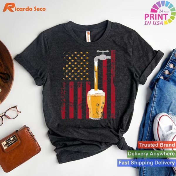 4th Of July American Flag Beer Brewing T-shirt