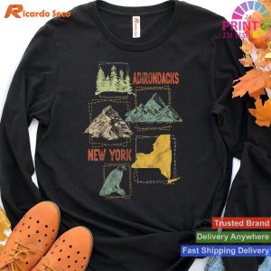 Adirondacks New York Hike Vintage Camp Retro T-shirt