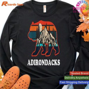 Adirondacks NY Adventure Vintage Mountains Camping Bear T-shirt