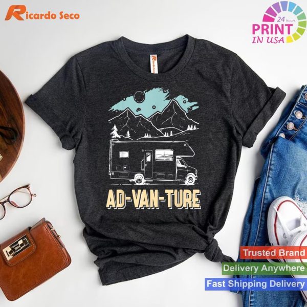 Adventure Camping The Essential Camper Van T-shirt for Campfire Fun