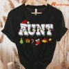 Aunt Christmas T-shirt hung on a hanger