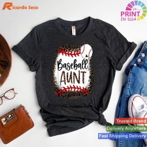 Baseball Aunt Leopard Design Fashionable Baseball T-shirt