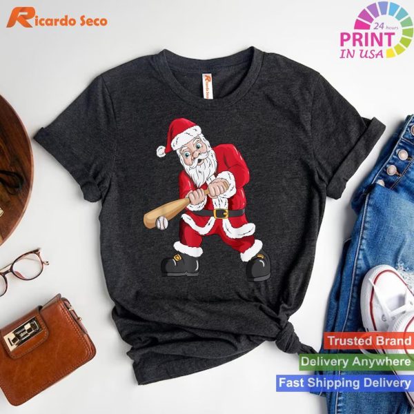 Baseball Santa Claus Christmas Themed Baseball T-shirt
